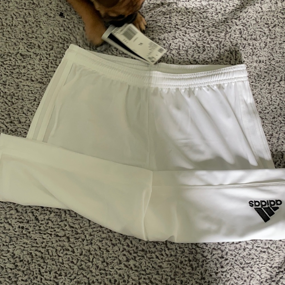 White adidas soccer shorts